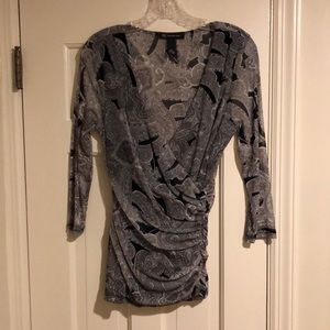 INC International Concepts Faux Wrap Blouse Sz M